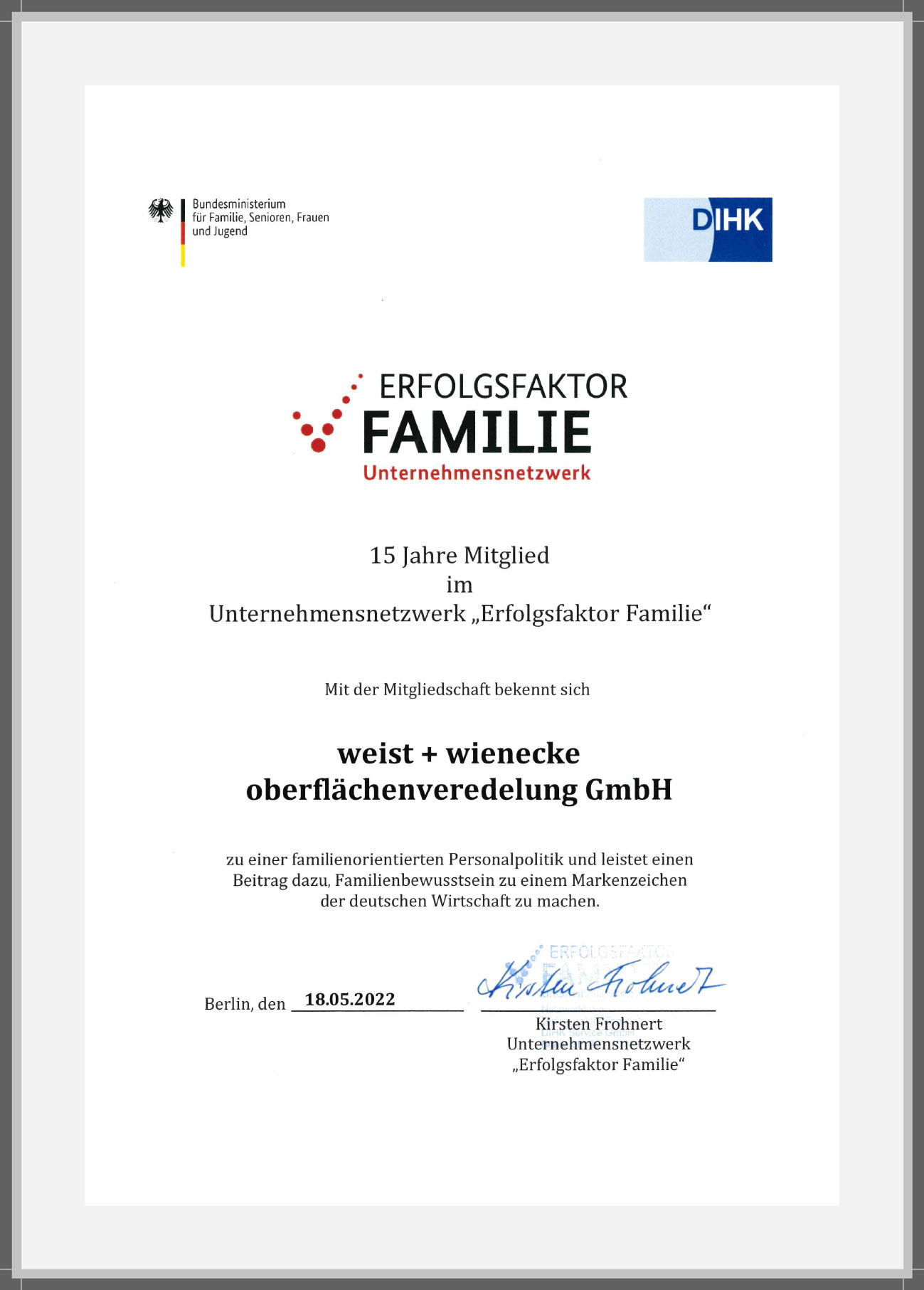 15 Jahre Erfolgsfaktor Familie