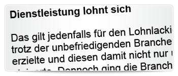 Dienstleistung lohnt sich