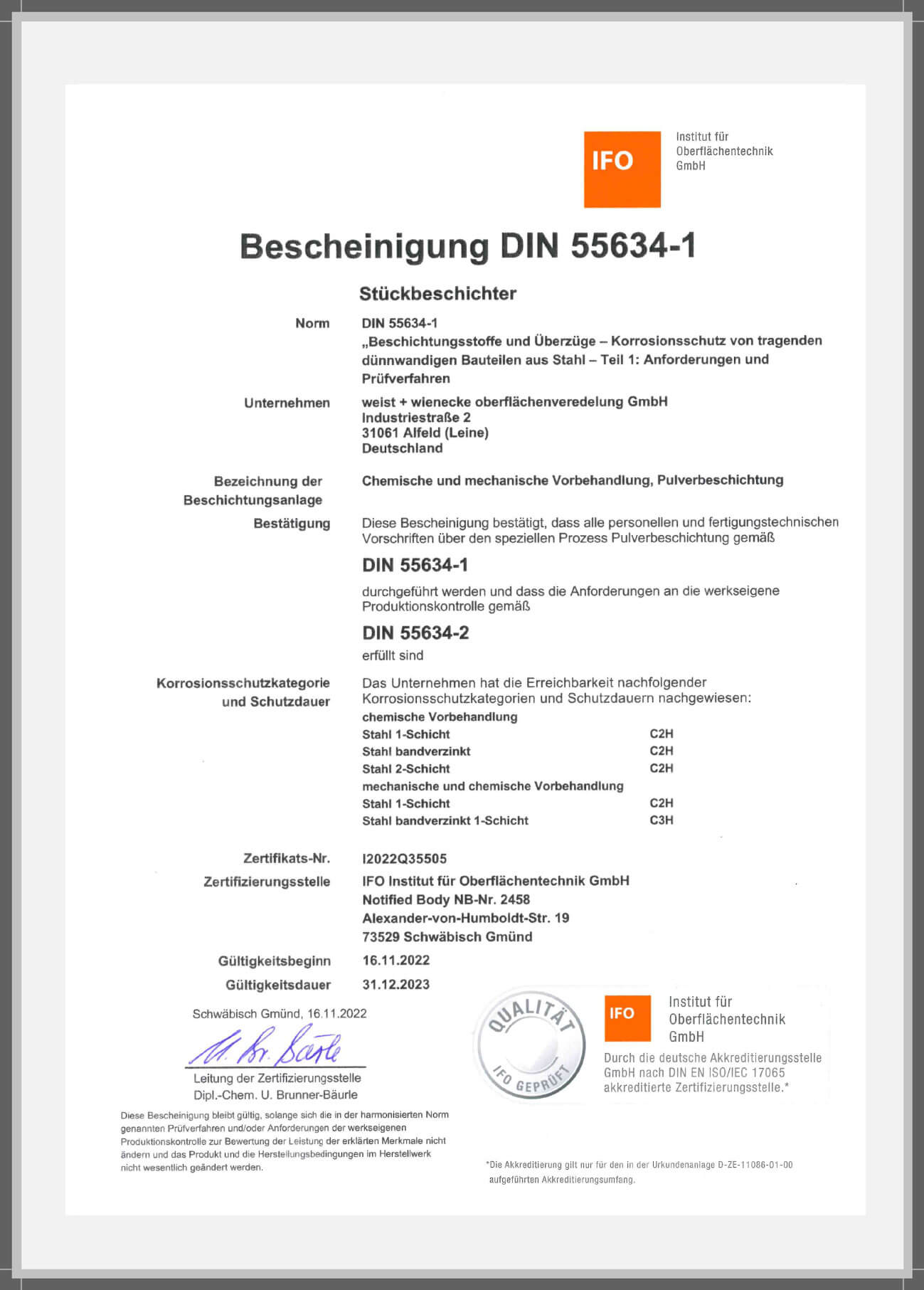Anforderungen an den Korrosionsschutz